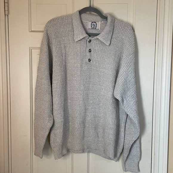 Vintage Sears Knit Sweater Fisherman Henley Collar Silk Cotton Blend Sz Large - Picture 7 of 7